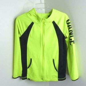 Justice Neon Green Yellow Dance Zip Stretch Hoodie
